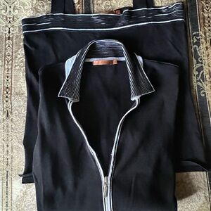 Twin Set Bellini Cardigan Sweater Shell Tank 2pc Black White Zip